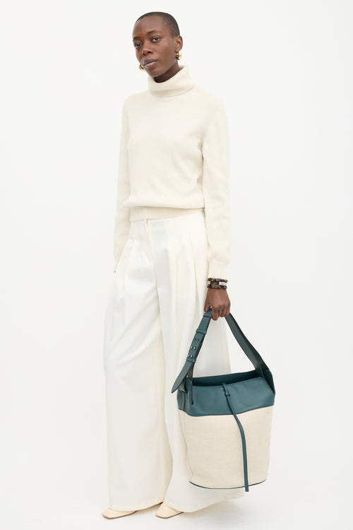 Burberry Canvas & Leather Large Bucket Bag
