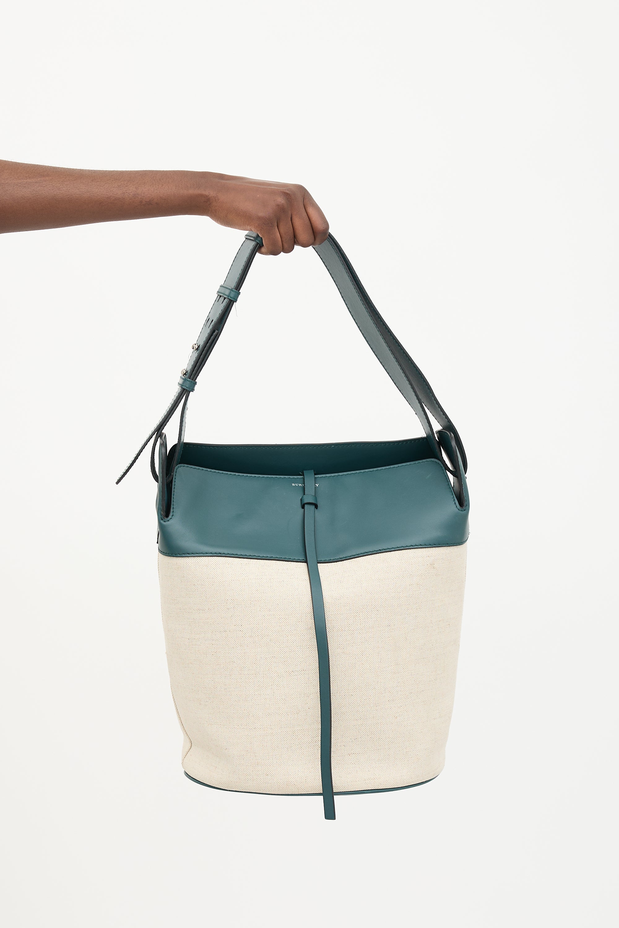 Burberry Canvas & Leather Large Bucket Bag