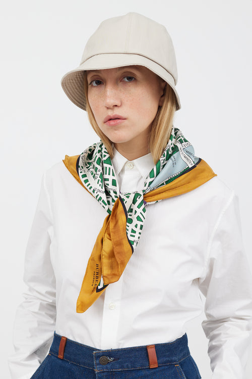 Burberry Cream & Multicolour Map Silk Scarf