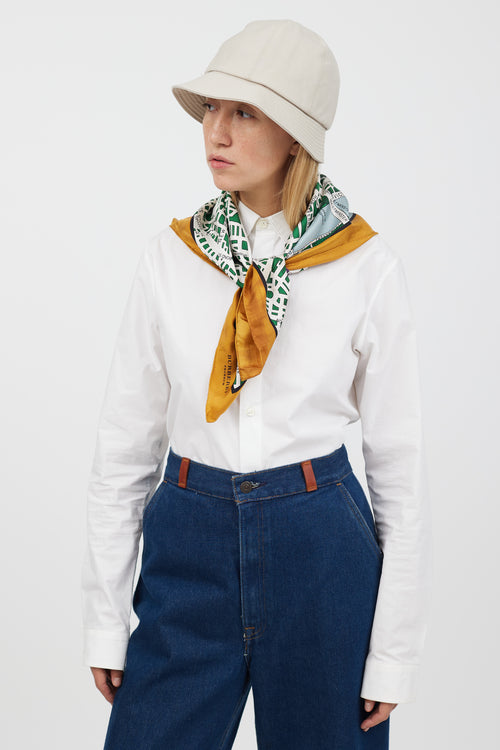 Burberry Cream & Multicolour Map Silk Scarf