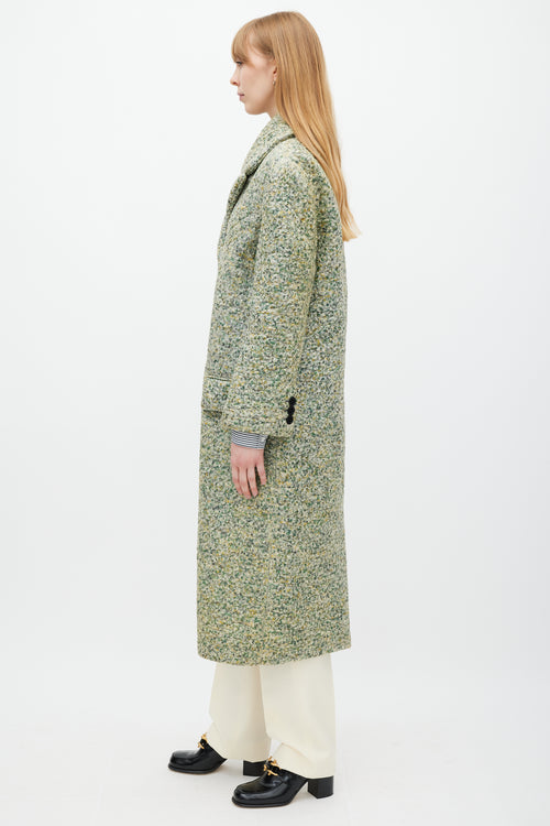 Burberry Green & Multicolour Laminated Cashmere Coat