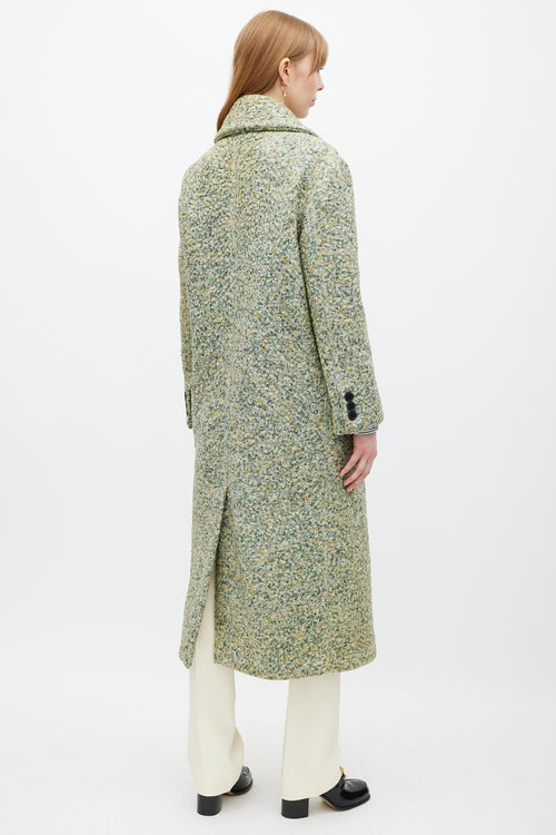 Burberry Green & Multicolour Laminated Cashmere Coat
