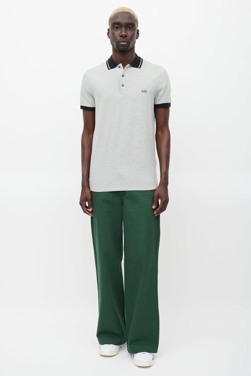 Burberry Grey & Black Engraved Logo Polo