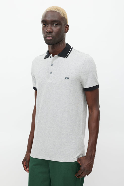 Burberry Grey & Black Engraved Logo Polo