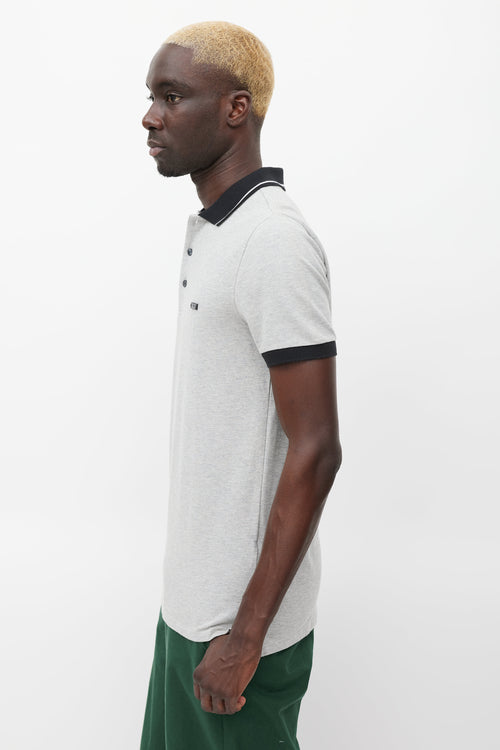 Burberry Grey & Black Engraved Logo Polo