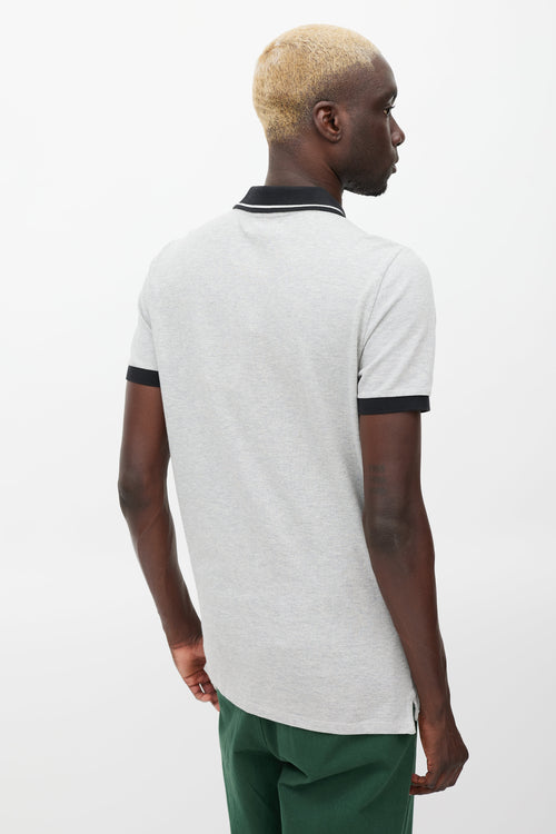 Burberry Grey & Black Engraved Logo Polo