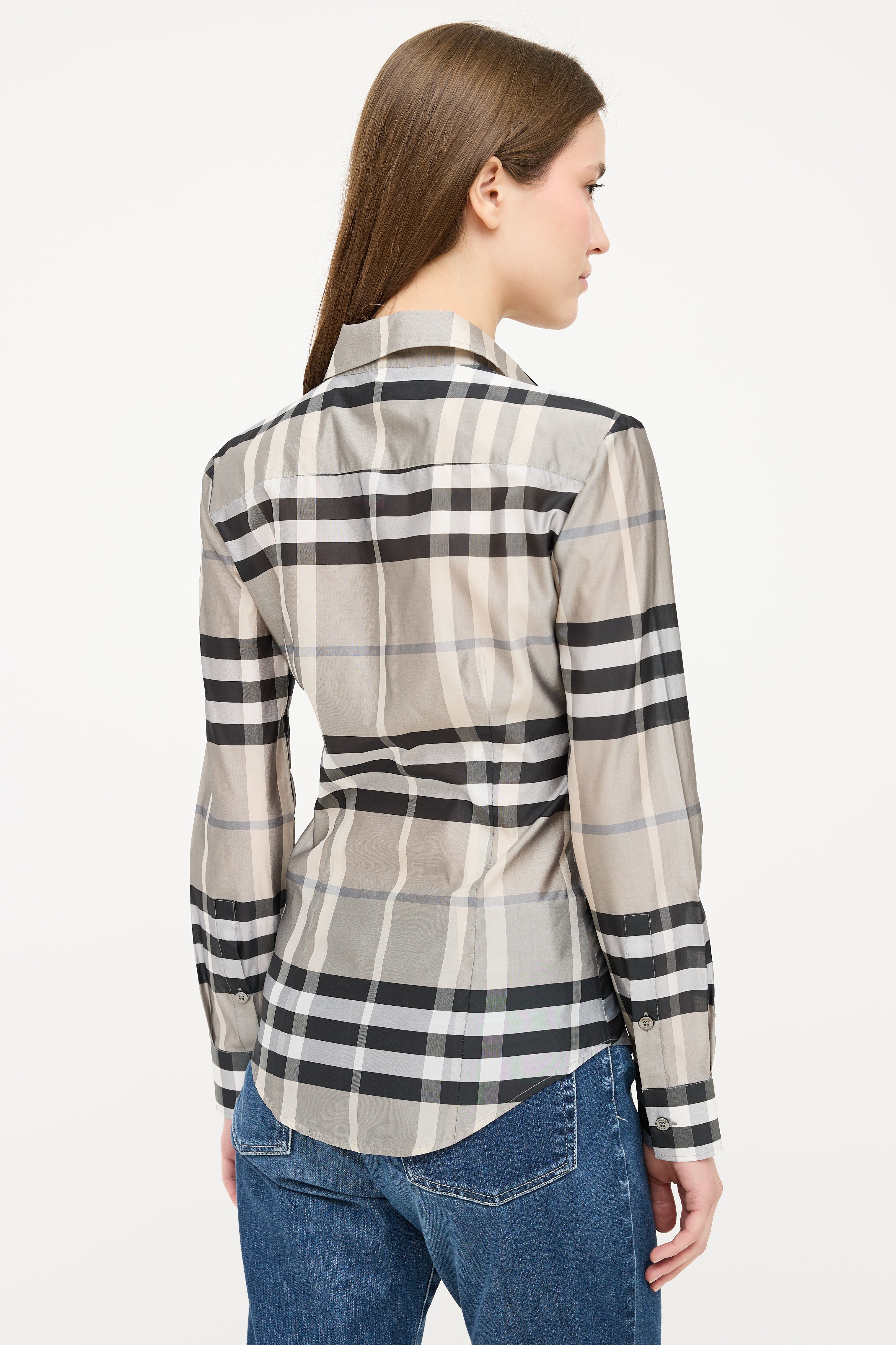 Burberry Grey & Black Satin Nova Check Shirt
