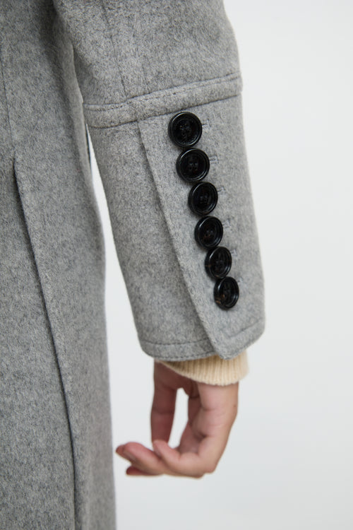 BurberryGrey & Black Detachable Fur Collar Coat