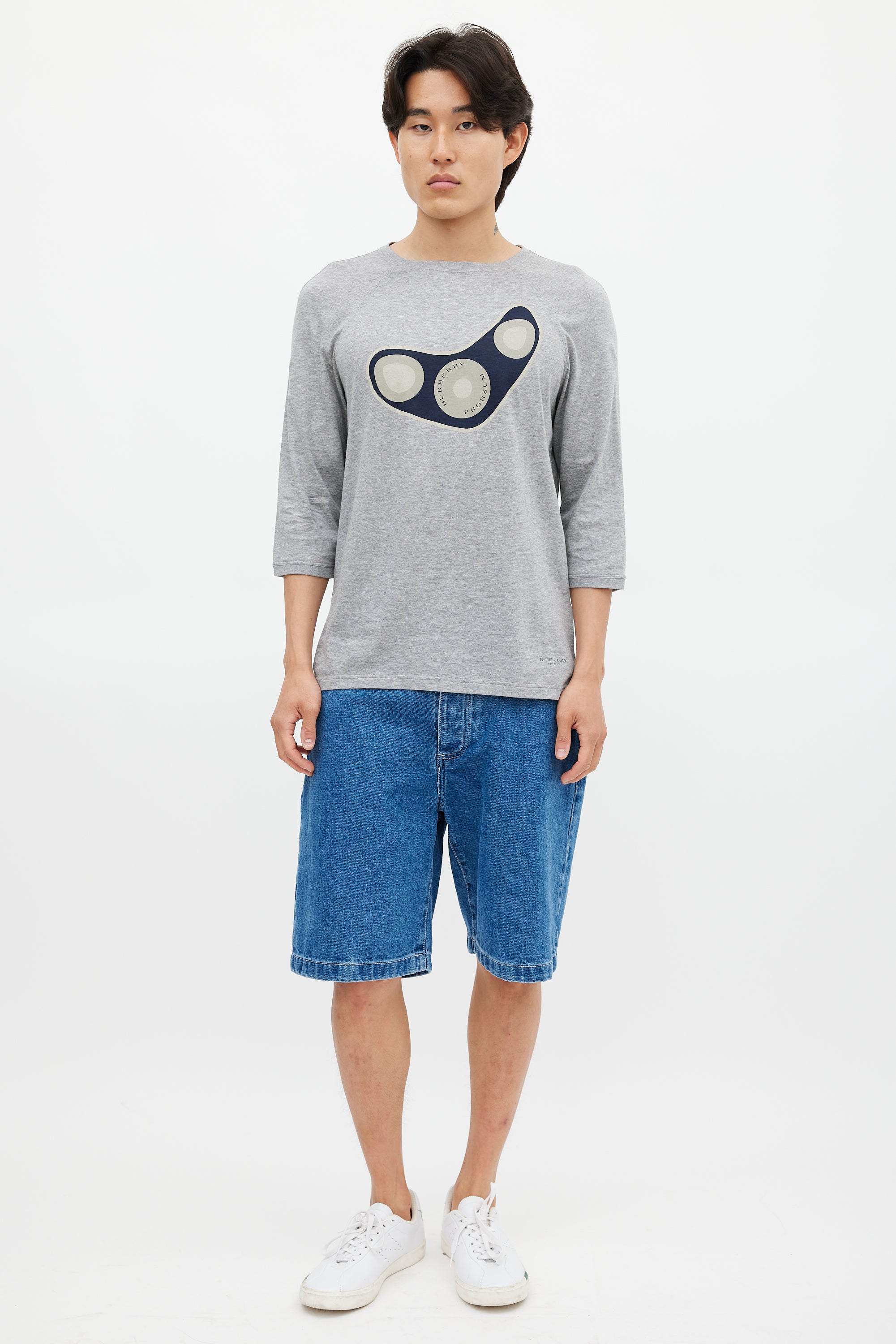 Burberry Grey & Multicolour Logo Top