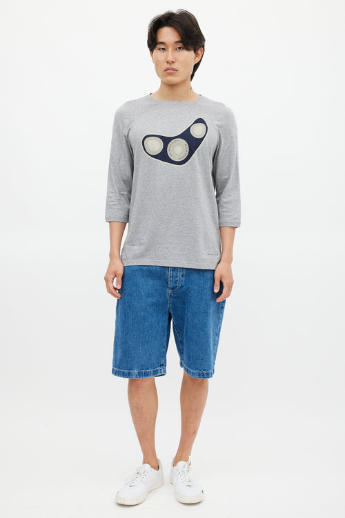 Burberry Grey & Multicolour Logo Top