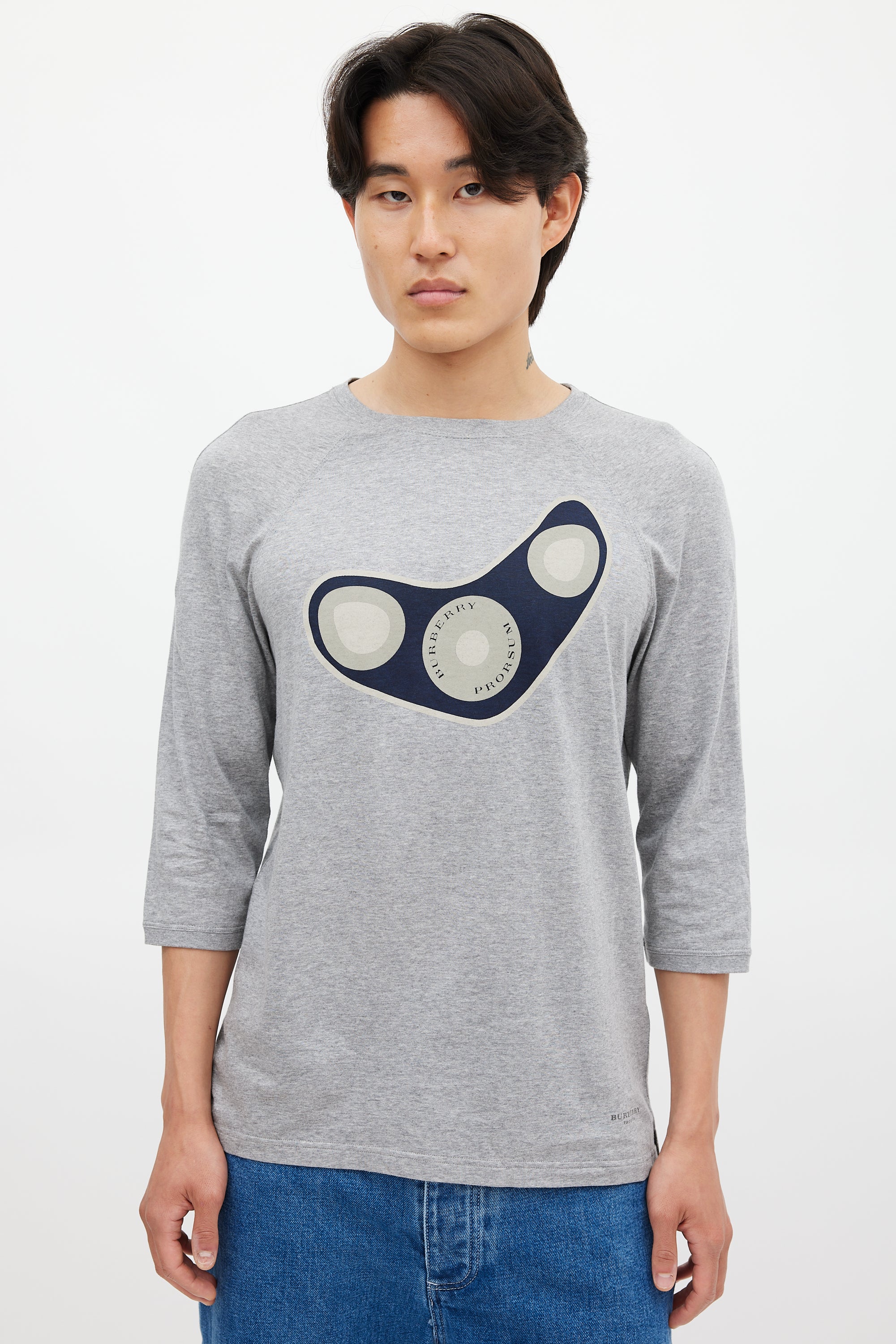 Burberry Grey & Multicolour Logo Top