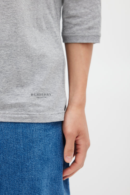 Burberry Grey & Multicolour Logo Top