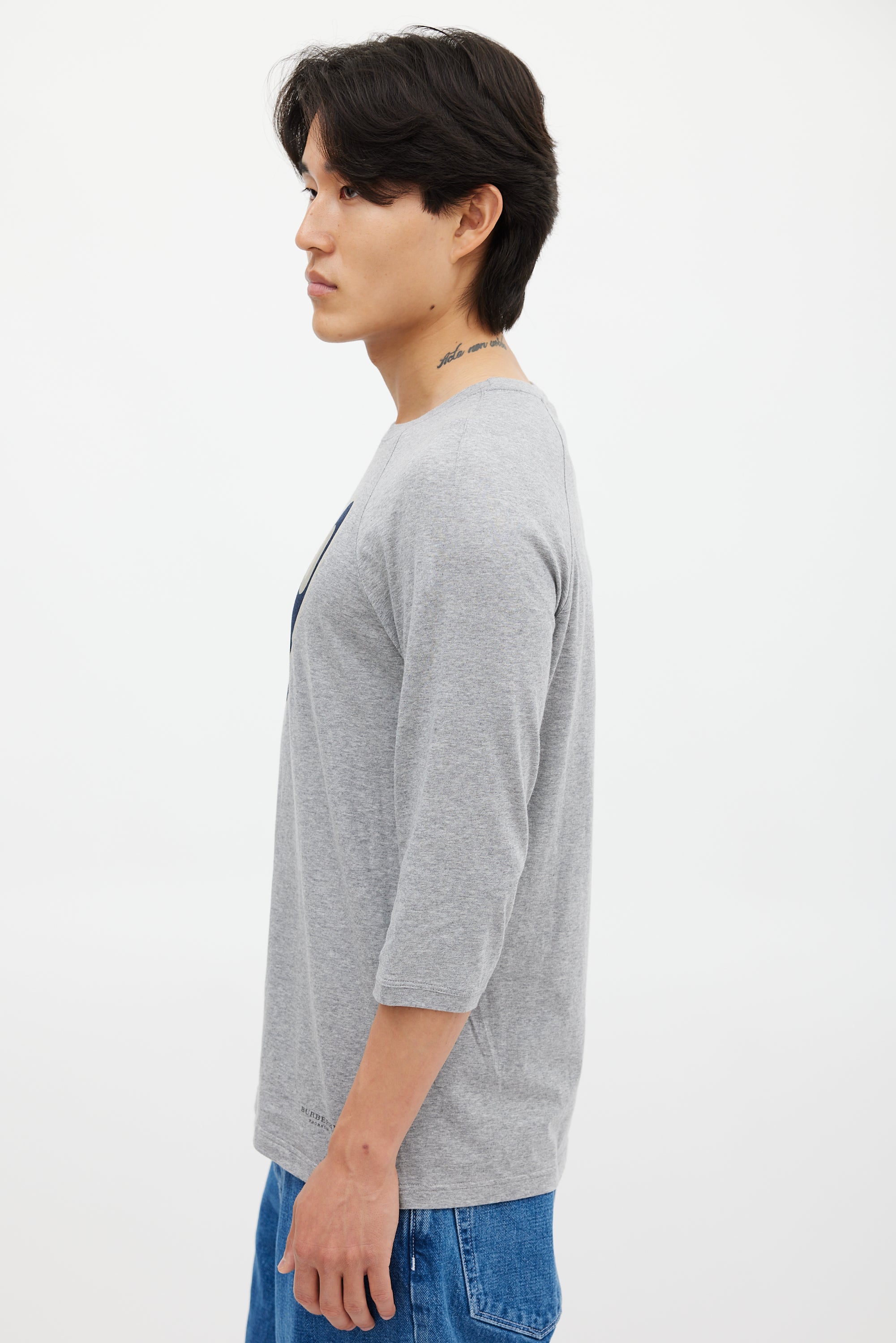 Burberry Grey & Multicolour Logo Top