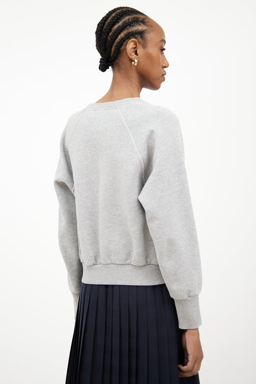 Burberry Heather Grey & White Logo Crewneck Sweatshirt