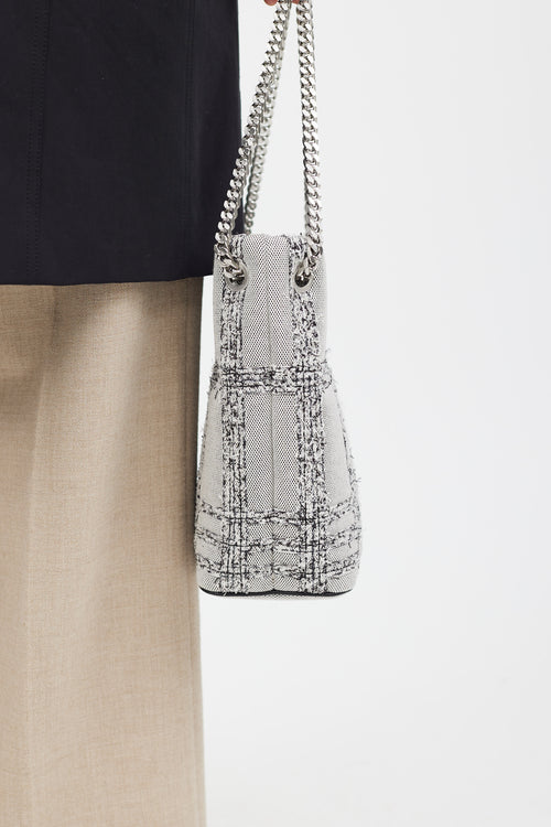 Burberry Grey & Black Woven Lola Bucket Bag