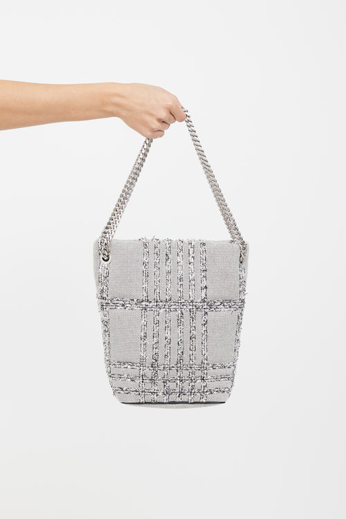 Burberry Grey & Black Woven Lola Bucket Bag