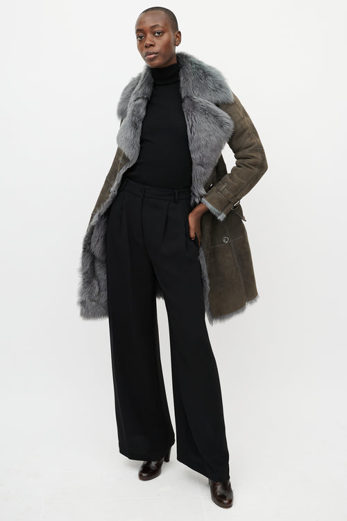 Burberry Grey Suede & Fur Jacket
