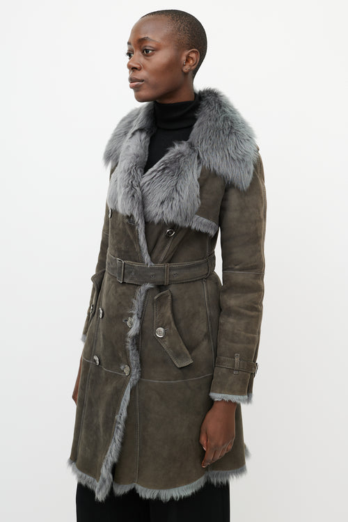 Burberry Grey Suede & Fur Jacket