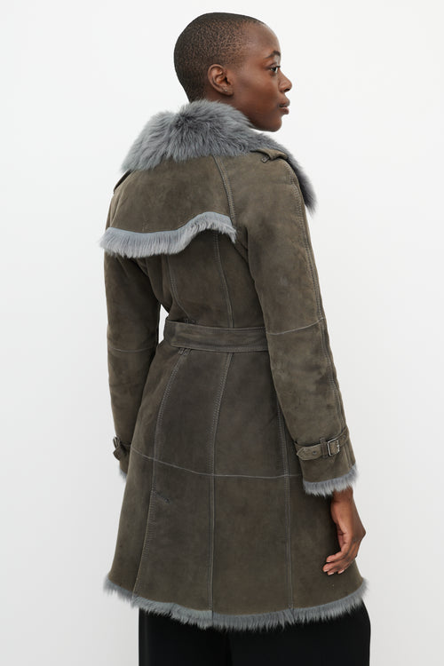Burberry Grey Suede & Fur Jacket