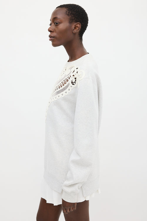 Burberry Grey & White Lace Sweatshirt