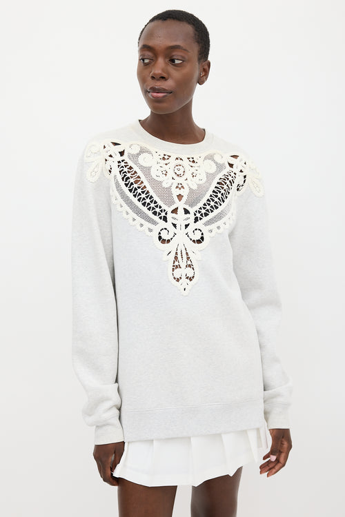 Burberry Grey & White Lace Sweatshirt