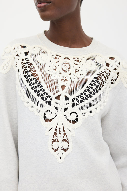 Burberry Grey & White Lace Sweatshirt