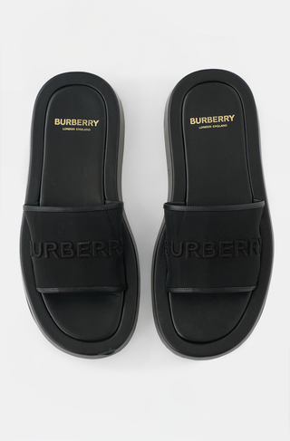 Burberry Leather & Mesh Buckingham Slide