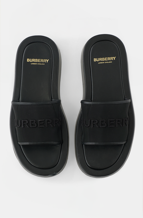 Burberry Leather & Mesh Buckingham Slide
