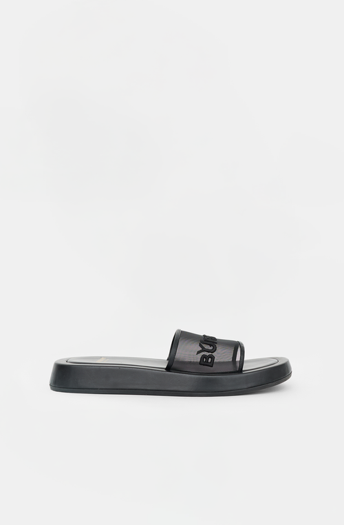 Burberry Leather & Mesh Buckingham Slide