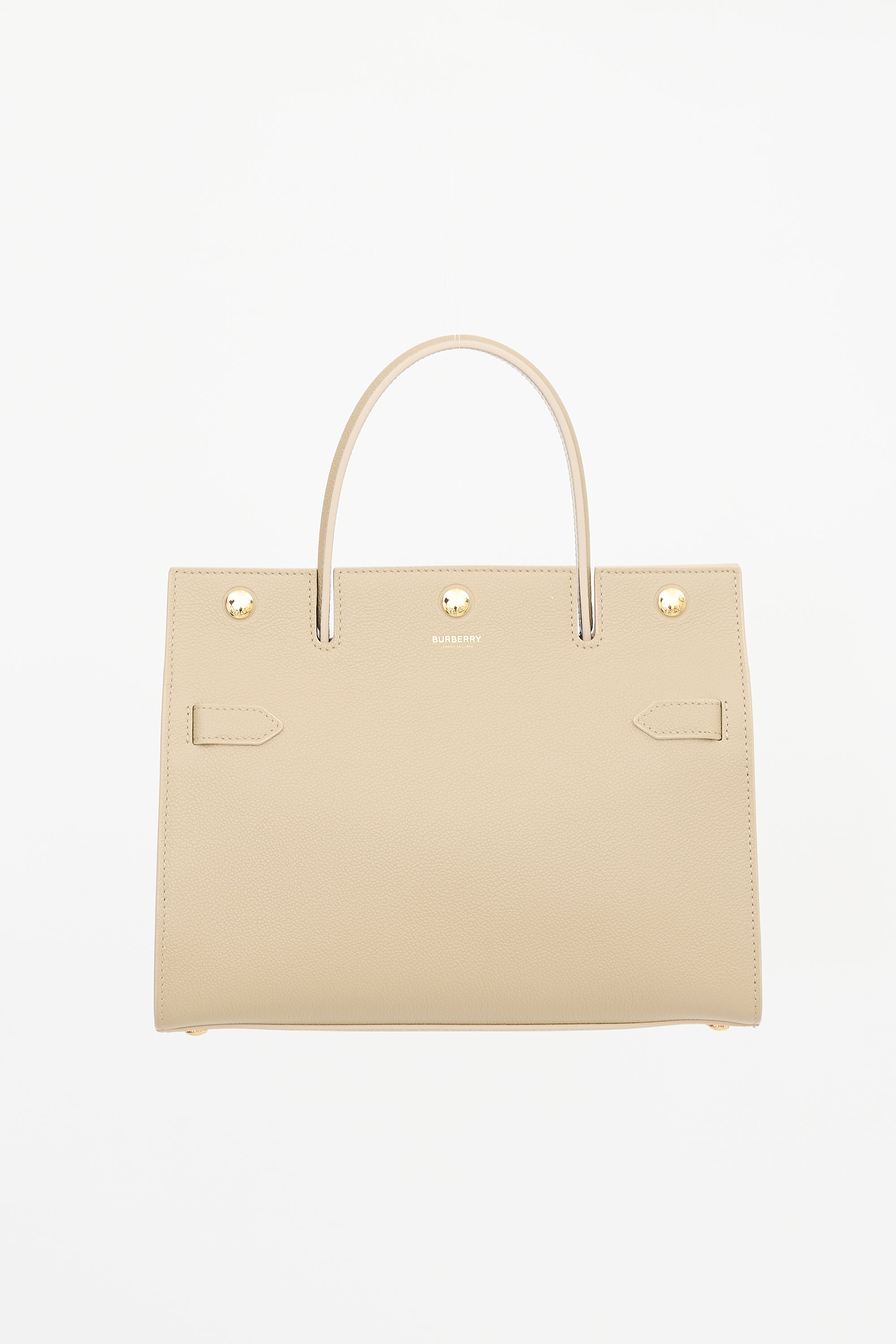 Burberry Leather Small Title Tote Bag