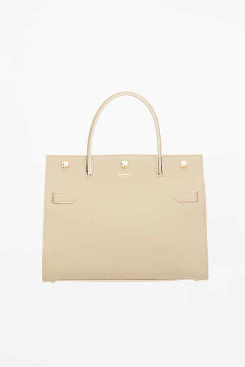 Burberry Leather Small Title Tote Bag