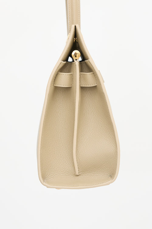 Burberry Leather Small Title Tote Bag