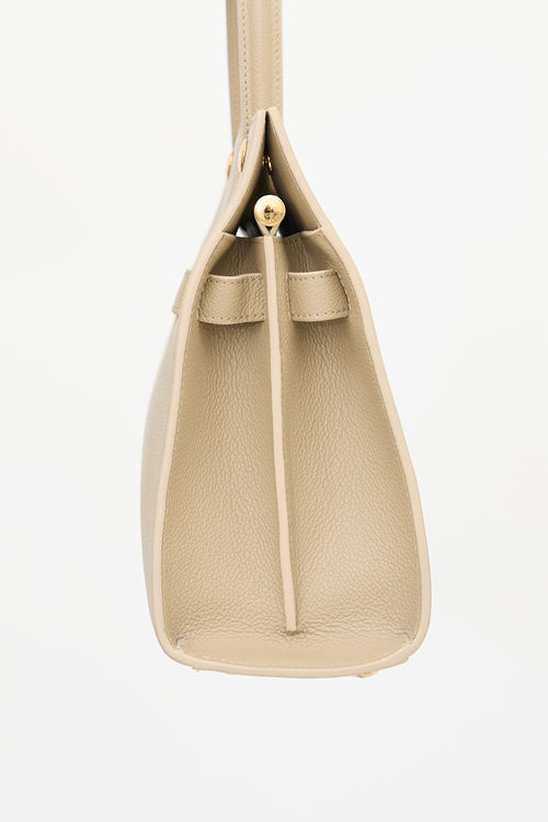 Burberry Leather Small Title Tote Bag