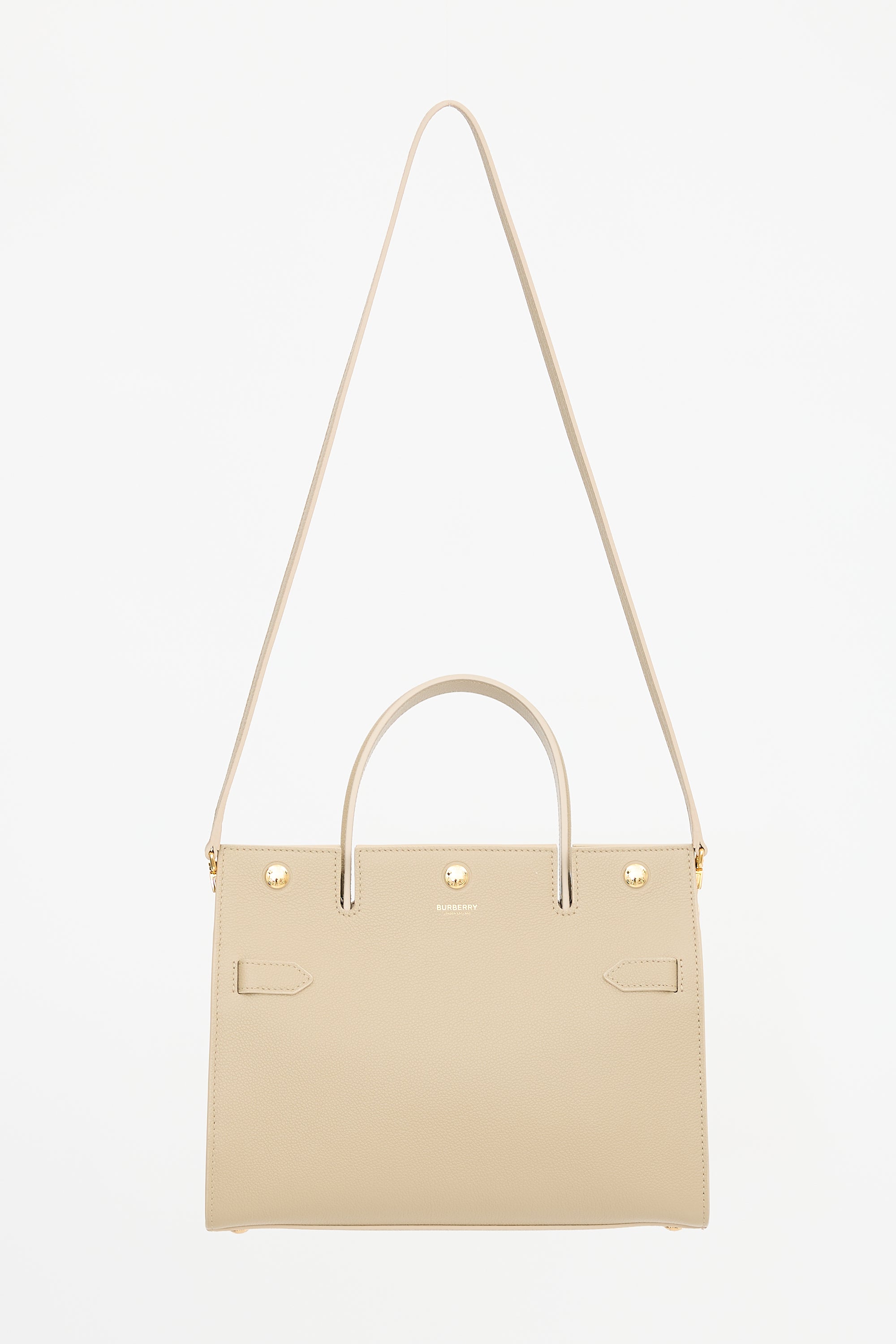 Burberry Leather Small Title Tote Bag