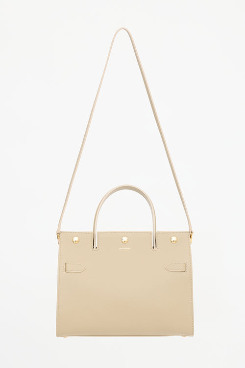 Burberry Leather Small Title Tote Bag