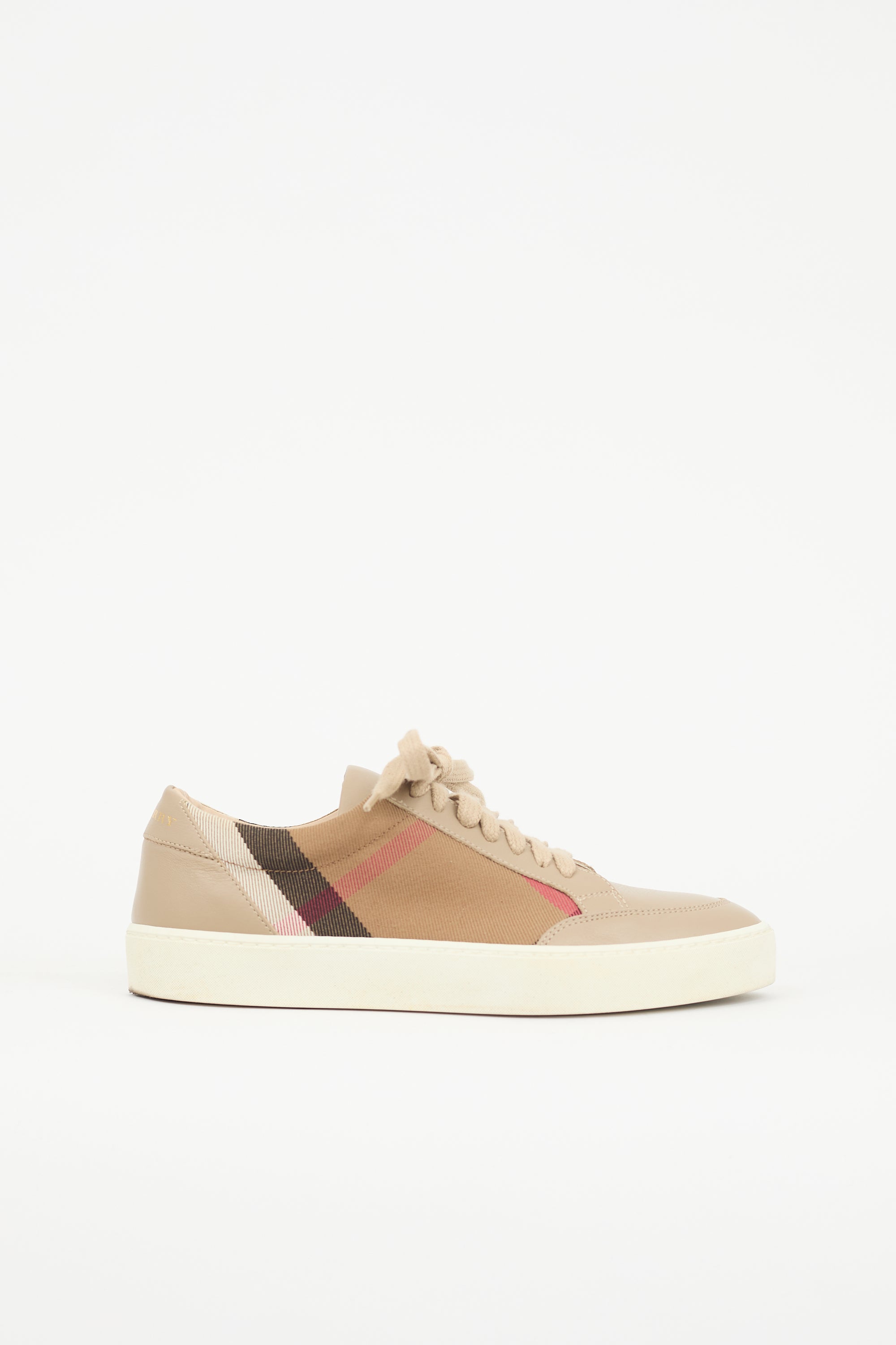 Burberry Leather & Canvas Check Sneaker