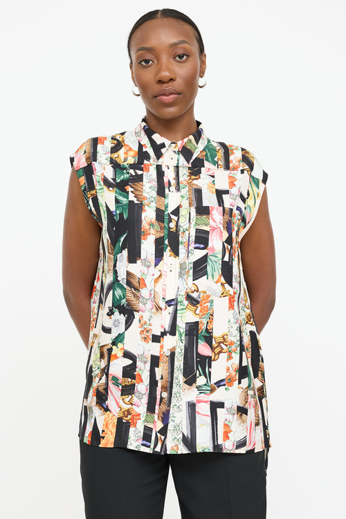 Burberry Silk Patterned Sleeveless Shirt
