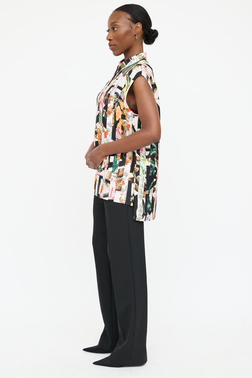 Burberry Silk Patterned Sleeveless Shirt