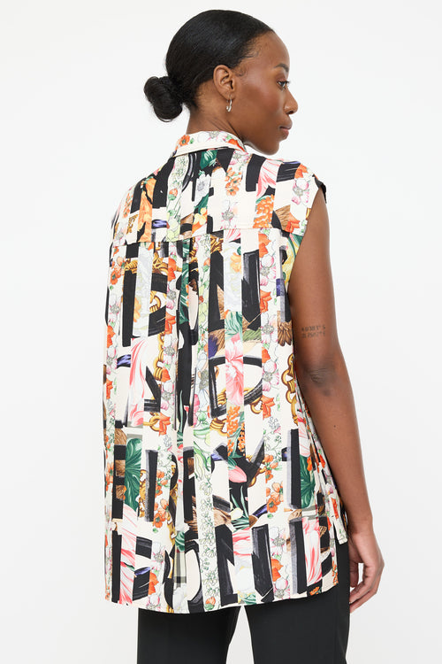 Burberry Silk Patterned Sleeveless Shirt