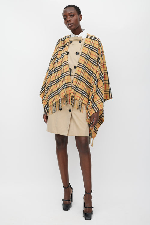Burberry Brown & Multicolour Cashmere Nova Check Shawl