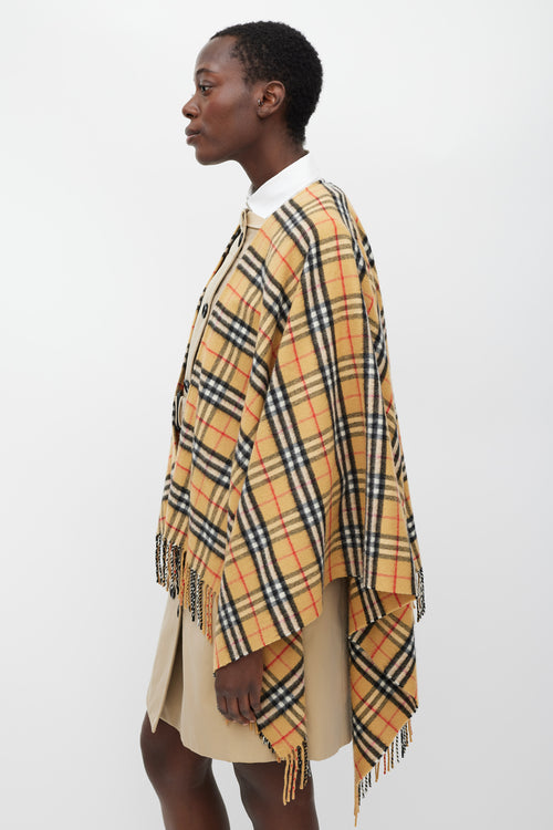 Burberry Brown & Multicolour Cashmere Nova Check Shawl