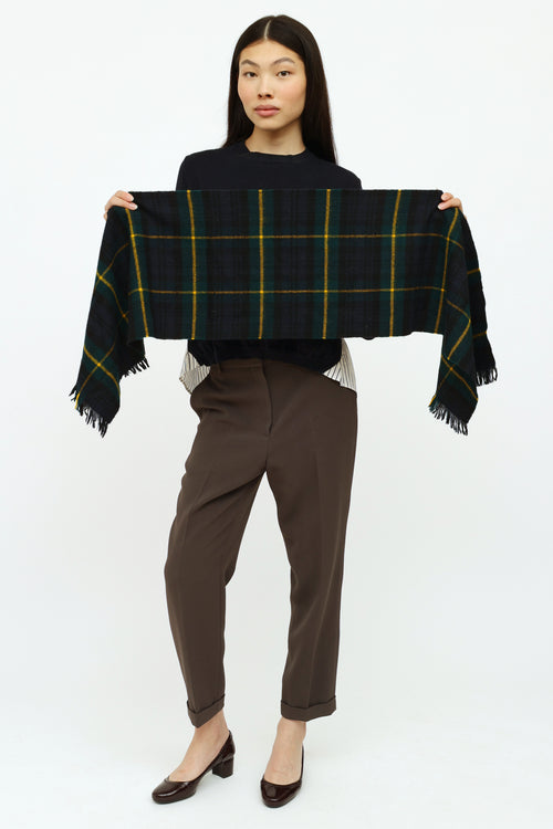 VSP Archive Green, Yellow & Navy Gordon Tartan Wool Scarf