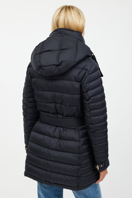 Burberry Navy & Gold Mid Length Puffer Jacket