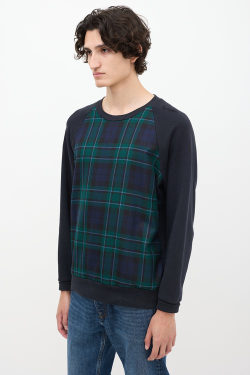 Burberry Navy & Green Nova Check Crewneck
