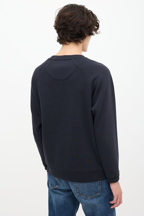 Burberry Navy & Green Nova Check Crewneck