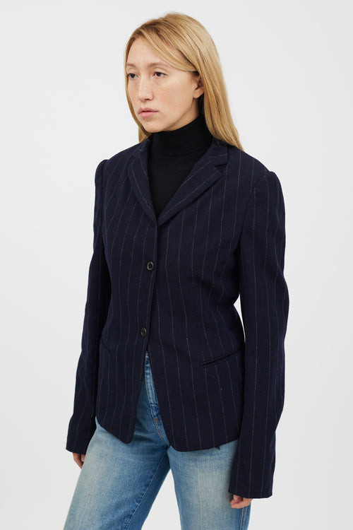 Burberry Navy & Grey Striped Blazer
