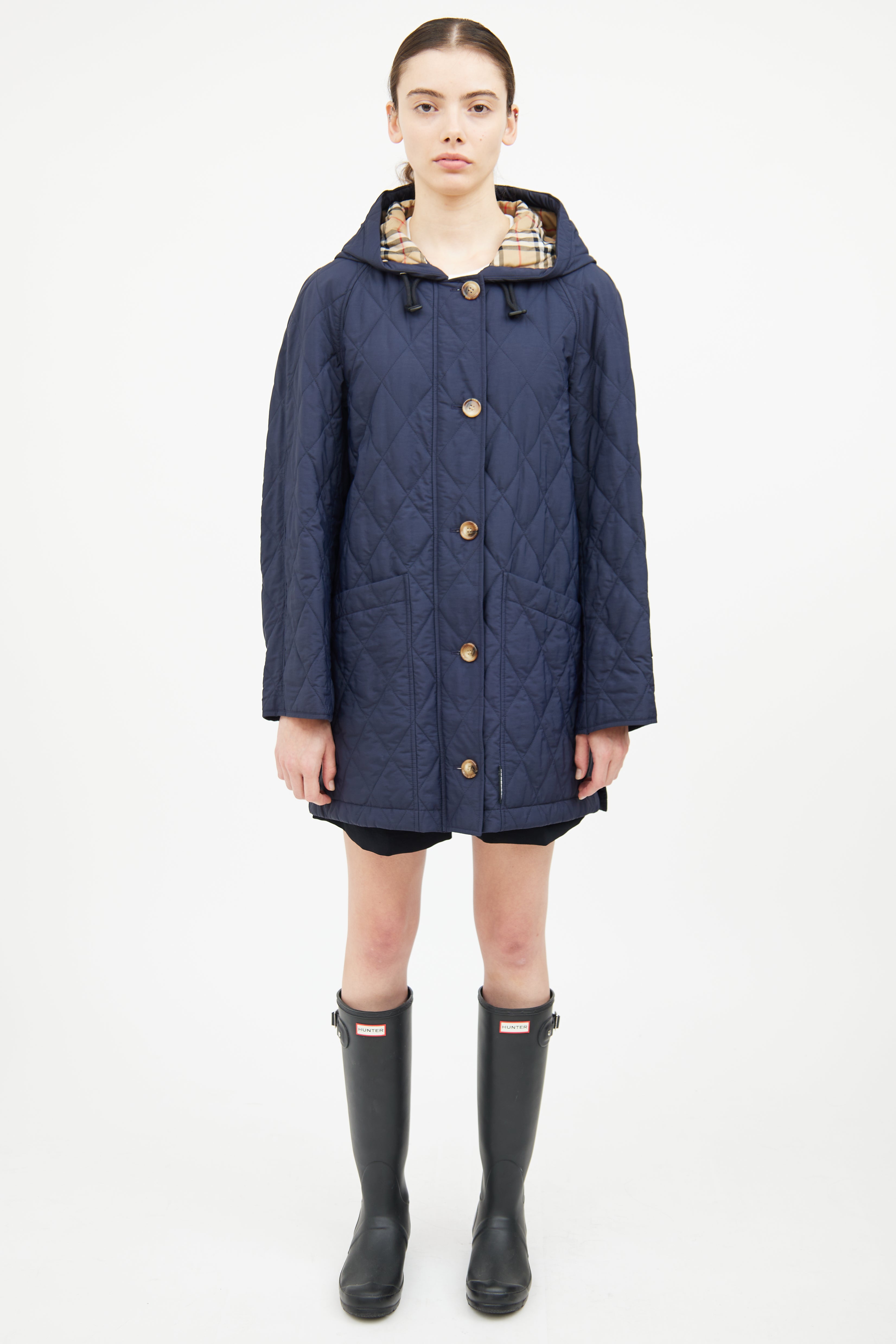 Burberry Navy Quilted Check Jacket