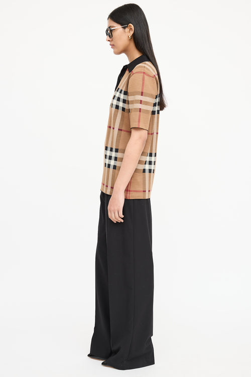 Burberry Silk Kacie Nova Check Woven Polo