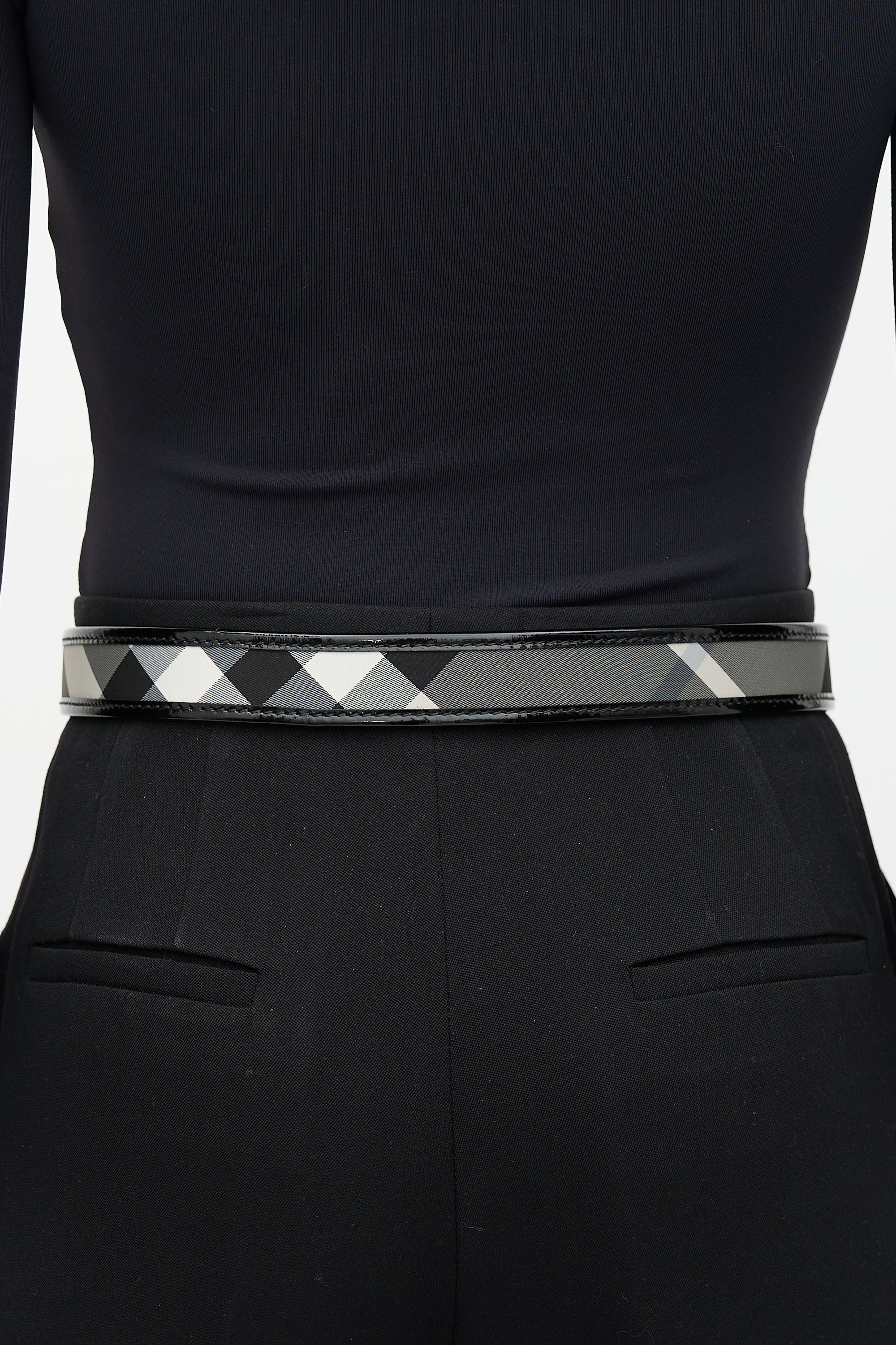 Burberry Patent Leather Check Belt