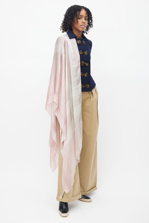 Burberry Pink & Grey Silk Check Scarf
